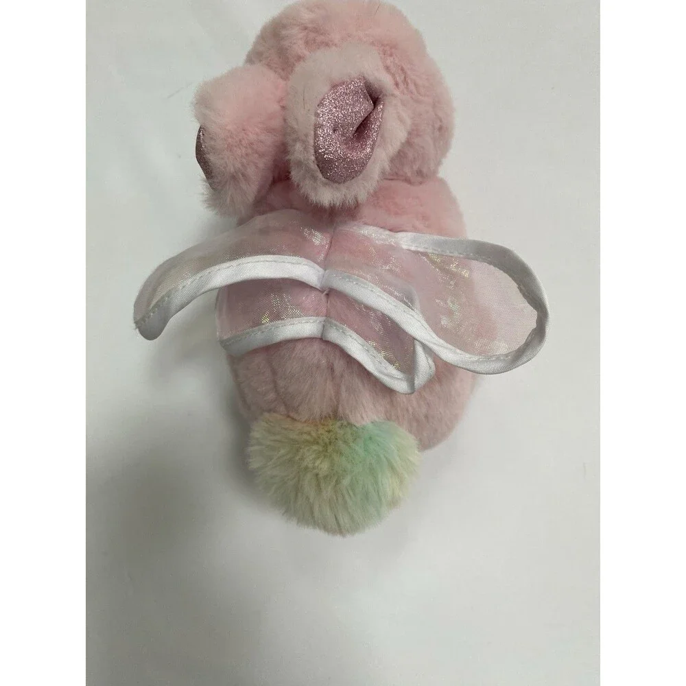 FAO Schwarz Pink Fairy Bunny Plush 2022 Rainbow Tail Iridescent Wings Soft Toy